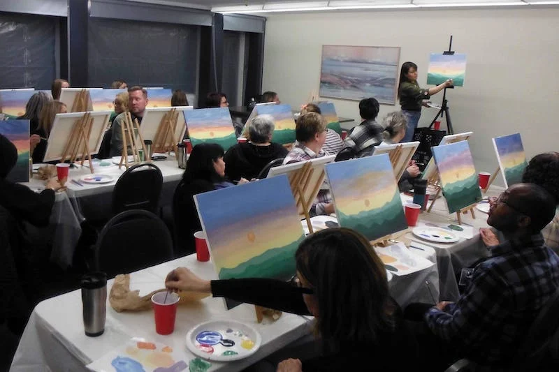 Paint night group paintings